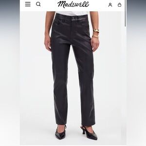 Madewell Black Faux-Leather Straight-Leg Pants NWT
